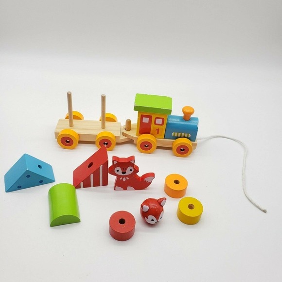 Wood Stacking Train and Wooden Blocks 23 Pcs - Picture 5 of 7